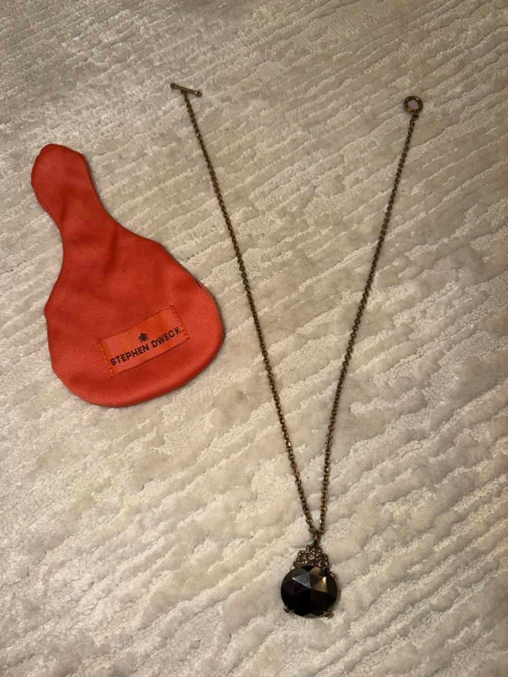Stephen Dweck Bronze-Tone Necklace with Hematite Faceted Pendant